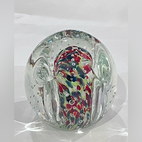 JOHN GENTILE  ? Vintage Paperweight Bubbles Bud Vase Pen Holder Art Glass - Picture 2 of 9